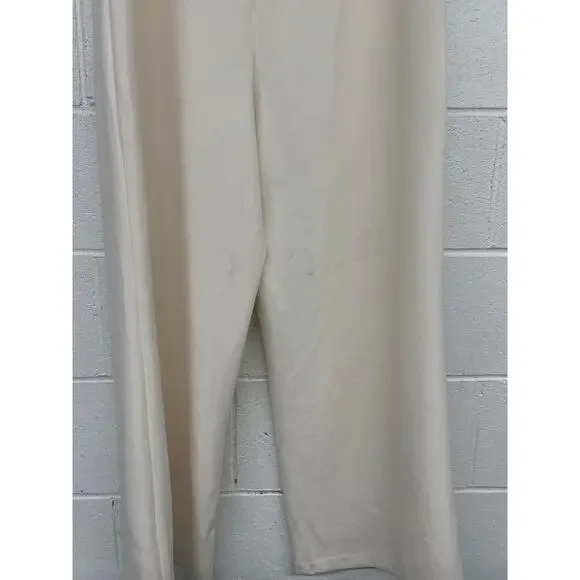 Express Sz XL Cream Strapless Double Breasted Wide Leg Swan Blazer Jumpsuit - Picture 6 of 7